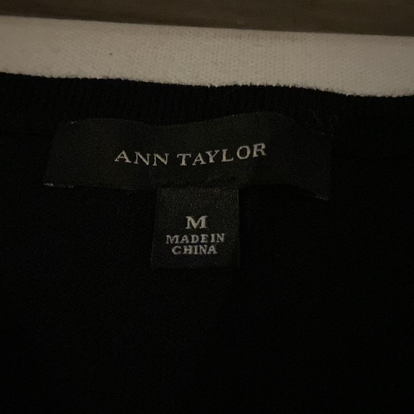 Ann Taylor emblished holiday cardigan in black and beige with lace overl… - Picture 8 of 9